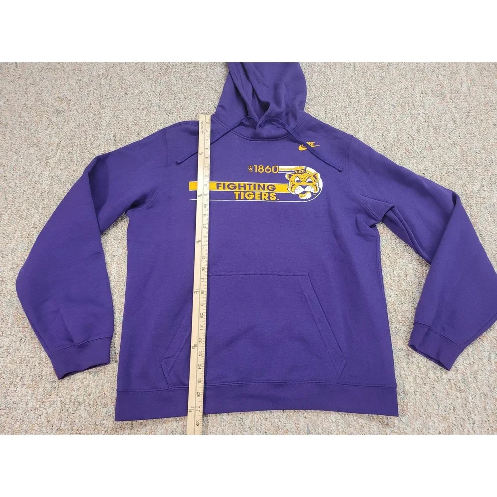 Nike LSU Fighting Tigers Hoodie Men Large Purple Pullover Sweatshirt NCAA Sports